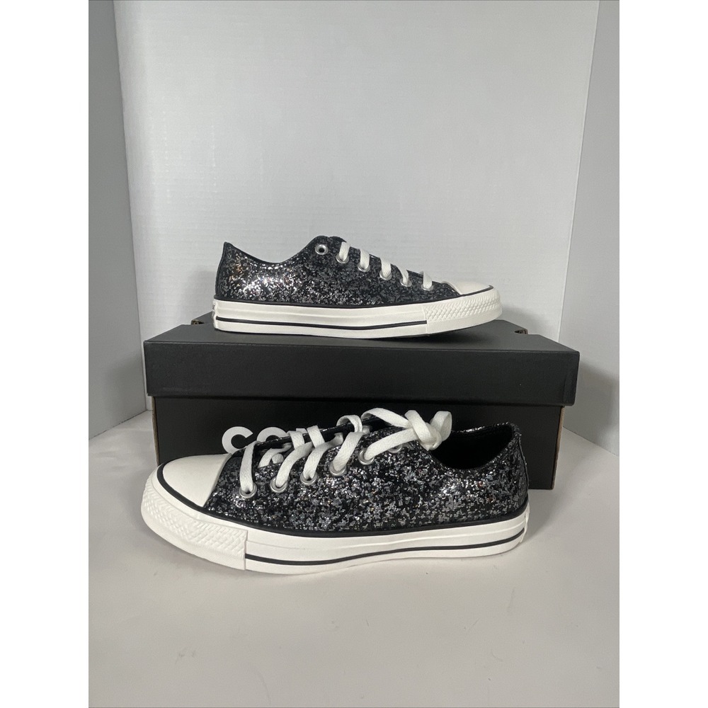 *NEW*Women CONVERSE Chuck Taylor All Star Low Top Glitter Black (A11138C) Sz‎ 6